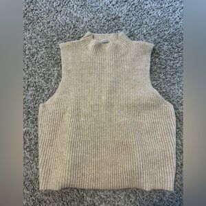 Altar'd State Beige Sleeveless Turtleneck Sweater